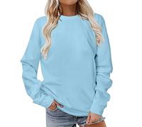 AnnSemo Women's Sweatshirts Casual Plain Pullover Crew Neck Long Sleeve Tunic Tops Loose Fit Womens Tops Lightweight Hoodies Ladies Oversized Sweatshirt Activewear S-5XL