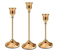 AnnSpa 3 Pcs Gold Candle Holders Metal Candle Stand Candlestick Holders, Taper Candle Holder, Vintage Modern Decorative Centerpiece Candle Sticks Holder for Table Mantel Wedding Christmas Party Gift