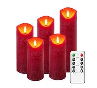 AnnSpa LED Candles 5 Set Pillar Candles with Remote Control and Timer Flickering Battery Operated Electric Candle flameless Candle Indoor Decor Deep - Red