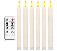 AnnSpa LED Candles Long Flameless Taper Candle 6 Set Battery Operated Flickering Taper Candle Electric 3D Wick Long Candle Stick for Halloween Christmas Decorations, Wedding, Remote and Timer- White