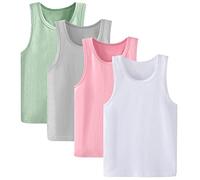 Anntry 2-10 Years Little Girls Solid Colors Soft Camisole Undershirts 4 Pack Kids Comfort Breathable Tank Tops