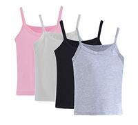 Anntry 2-10 Years Little Girls Solid Colors Soft Camisole Undershirts 4 Pack Kids Comfort Breathable Tank Tops(Colors-1,6-7 Years)