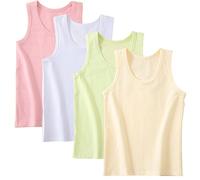 Anntry 2-10 Years Little Girls Solid Colors Soft Camisole Undershirts 4 Pack Kids Comfort Breathable Tank Tops