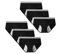 Anntry Teen Girls Cotton Underwear Menstrual Period Pants Leakproof Knickers Mid Waist Solid Panties for Teenage Age 10-18 (Pack of 6)(Must Wear with Pad or Tampon)