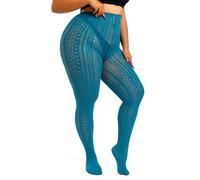 ANNTXL Stripe Lace Pattern Plus Size Tights High Waist Velvet Pantyhose Lace Fishnet Stockings Leggings