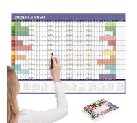 Annual Calendar - White Paper 150 g, 29.21 x 20.67 Inch Wall Size Reusable | Fun and Functional Design Annual Organization Charter, Desk Calendar for School, Af