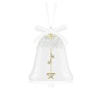 Swarovski Annual Edition Bell Ornament 2025, Glass Bell with Clear Faceted Crystal Stars, Champagne Gold-Tone Metal Accents & White Grosgrain Ribbon, Part of the Swarovski Annual Edition Collection
