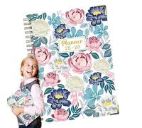 Annual Planner, Yearly Planner - Thick A5 Agenda with Cute Design Floral Pattern Spiral Notepad English July 2025 - June 2026 for Professional Sketching, Note-Taking Daily