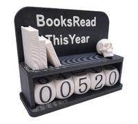 Annual Reading Book Display Sign, 3D Printed Bookshelf Decor for Readers Tracking Books Read This Year, Motivational Reading Challenge Counter, (Black)