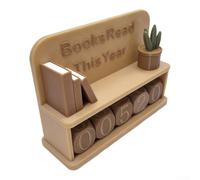 Annual Reading Book Display Sign, 3D Printed Bookshelf Decor for Readers Tracking Books Read This Year, Motivational Reading Challenge Counter, (Brown（Potted ）)