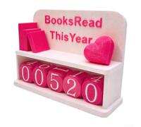 Annual Reading Book Display Sign, 3D Printed Bookshelf Decor for Readers Tracking Books Read This Year, Motivational Reading Challenge Counter, (Fuchsia)