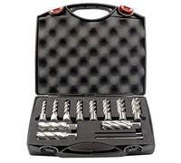 Annular Cutter Set 13 pcs JESTUOUS 3/4 Inch Weldon Shank 2 Cutting Depth and Cutting Diameter from 7/16 to 1-1/16 for Drill Press HSS Standard Kit Two Flat with 2 Pilot Pins