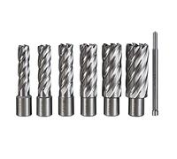 Annular Cutters Set 6pcs, 2"Cutting Depth, 3/4'' Weldon Shank, 9/16 to 1-1/16 inch Cutting Diameter Annular Cutter, Mag Drill Bits for Magnetic Drill Press with 1PC Pilot Pin