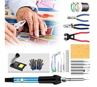 Annuod Stained Glass Kit,Stained Glass Starter Kit,Professional Start Up Set,with Glass Cutter Tool Kit&60w Soldering Iron Kit&2m Copper Foil Tape&500g Solder Wire&Cut-Resistant