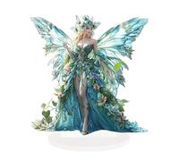 ANNUOZE Fairy Acrylic Standee, 2D Flat Art Butterfly Fairy Desktop Standee, Magic Elf Tabletop Decorative Ornament, Creative Desktop Decor for Home Study Room Bookshel Office (Turquoise Green Fairy)