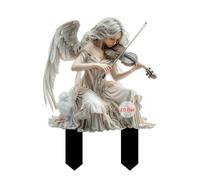 ANNUOZE Miniature Fairy Garden Stake Decor, 2D Flat Acrylic Elf Pot Sign, Magic Fairy Garden Accessories for Indoor Outdoor Yard Lawn Pot Plants Patio (Violin Angel)