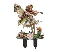 ANNUOZE Musical Fairy Garden Stake, 2D Flat Acrylic Magic Fairies Decoration, Fairy Garden Accessories for Indoor Outdoor Patio Yard Lawn Flower Pot Plants (Violin Fairy)