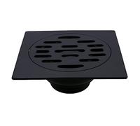 ANNURA shower waste cover, Square Shower Drain Black Bathroom Round Cover Hair Strainer Stainless Steel Floor Drain Trap Waste Grate 10cm/4in