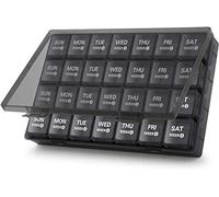 Annwer Large Monthly Pill Box Organiser, 28 Day Pill Organiser by Week, Month Tablet Box Organiser with Dust-Proof Case for Travel, 4 W osette Box for Pills, Vitamin, Fish Oil and Supplement