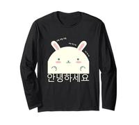 Annyeonghaseyo Laughing Cute Rabbit Hangul Korean Alphabet Long Sleeve T-Shirt