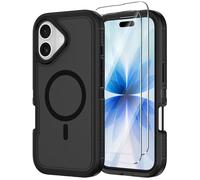 Annymall Magnetic for iPhone 17 Case [Compatible with MagSafe] 3-Layer Rugged Heavy Duty Phone Cover with Screen Protector Shockproof Military-Grade Drop Protection Cases for Apple 17 6.3" Black