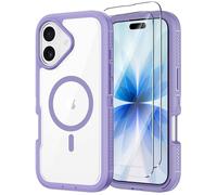 Annymall Magnetic for iPhone 17 Case [Compatible with MagSafe] Full-Body Rugged Heavy Duty Phone Cover with Screen Protector Shockproof Drop Protection for Apple 17 6.3" Purple/Clear