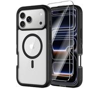 Annymall Magnetic for iPhone 17 Pro Case [Compatible with MagSafe] Full-Body Rugged Heavy Duty Phone Cover with Screen Protector Shockproof Drop Protection for Apple 17 Pro 6.3" Black/Clear