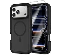 Annymall Magnetic for iPhone 17 Pro Case [Compatible with MagSafe] Full-Body Rugged Heavy Duty Phone Cover with Screen Protector Shockproof Drop Protection for Apple 17 Pro 6.3" Black