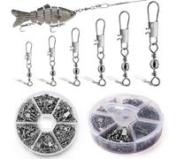 Annyswit 100/200 Pcs Fishing Swivels and Clips, Swivels Fishing Tackle 6# 7# 8# 10# 12# 14#, Sea Fishing Rolling Swivels for Quick Change Swivels Fishing Connecting Fishing Hook&Line (6Sizes)