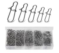 Annyswit 100 Pcs/5 Sizes Duo Lock Fast Snaps Swivels 2# 1# 0# 00# 000# Sea Fishing Clip Quick Change Lure Clips Sea Fishing Crankbait Snap Clips for Bass Lures & Line Connectors
