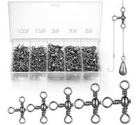 Annyswit 100Pcs 3 Way Swivel Fishing Tackle 6# 7# 8# 10# 12# Stainless Steel Three Way Fishing Swivels Saltwater T-Shape Black Nickel Triple Swivel Fishing for Catfish Rig Shaddock Fishing Sea Fishing