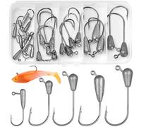 Annyswit 24 Pcs/5 Sizes Tube Jig Heads Fishing Hooks Kit 9g 6g 4.5g 3g 1.5g Sharp Small Sea Fishing Jig Heads Hooks in Plastic Storage Box for Soft Lure & Bass Trout Fishing