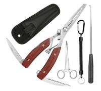 Annyswit 3 Pcs Portable Fishing Pliers Snips Set with Lanyard & Curved Fishing Forceps & Disgorger & Sheath Sea Fishing Multi Tool Pliers Hook Remover Line Cutter for Removing Hooks & Split Rings