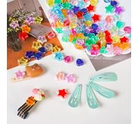 Annyswit 570 Pcs AB Acrylic Star Beads with 3 Rolls of Cord & Scissors, Colorful Pastel Bead, Color Star and Acrylic Heart Beads, Assorted Multicolor Pony Bead Perfect for DIY Jewelry Making