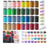 Annyswit 64 Rolls Sewing Machine Thread Set with 10 Bobbins Clips