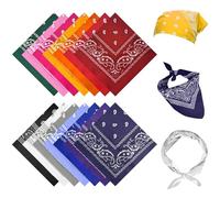 Annyswit 8/14 Pieces Bandana Women Men 55 x 55 cm Unisex Paisley Red Bandanas 8/14 Colours Cowboy Style Bandana Cloth Nikki Scarf Headscarf Set (14)