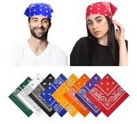 Annyswit 8/14 Pieces Bandana Women Men 55 x 55 cm Unisex Paisley Red Bandanas 8/14 Colours Cowboy Style Bandana Cloth Nikki Scarf Headscarf Set (8)