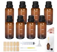Annyswit 8 Pcs 50ml/30ml Amber Glass Oil Bottles with Pipette, Syringe, Funnel & Stickers, UV Protected, Airtight, Leak Proof, Perfect for Personal Care, Travel, Everyday Use