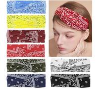 Annyswit 8 Pcs Hair Bands for Women, Boho Criss Cross Wide Headbands for Women, Soft Elastic Head Bands Adult Women, Non-slip Stretchy Cotton Fabric Hair Bands for Yoga, Sports (8 Colors)