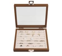 AnnZhao Velvet Jewellery Box,Jewellery Ring Organizer Tray with Glass, Jewellery Display Box,for Women Girls Travel Rings Earrings Necklaces (Ring)