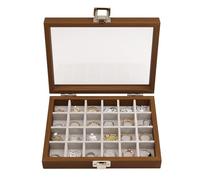 AnnZhao Velvet Jewellery Box,Jewellery Ring Organizer Tray with Glass, Jewellery Display Box,for Women Girls Travel Rings Earrings Necklaces (24 Slot)