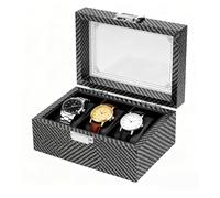 AnnZhao Watch Box 3 Slots,Watch Box for Men with Clear Glass Window Metal Clasp, Gift Idea for Men and Women