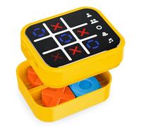 Anoawens Rechargeable Tic Tac Toe Game Box with 5 Fun Brain and Memory Games, Compact Handheld Puzzle Game Console, Portable Travel Game for All Ages 3+ (Yellow)