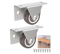Anobeyi 1.25-Inch Low Profile Casters Wheels Set of 2, Mini Side & Top Plate Mounted Caster Wheels, Rigid Silent Rubber Castor for Small Cabinet Furniture, Storage Box, Underbed Drawer (1.25inch, 2)