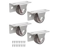 Anobeyi 1-Inch Low Profile Casters Wheels Set of 4, Mini Side & Top Plate Mounted Caster Wheels, Rigid Silent Rubber Castor for Small Cabinet Furniture, Storage Box, Underbed Drawer (1inch, 4)