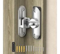 Anobeyi 90/180 Degree Barn Door Lock & Latch, Zinc Alloy Sliding Flip Lock Hardware for Cabinet, Bathroom, Garage, Wooden Fence, Pet Gate, Shed (Silver - 1Pack)