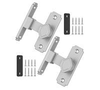 Anobeyi 90 Degree Barn Door Lock, Small Sliding Barn Door Latches, Rust-Proof Sliding Gate Latch Lock for Garden, Bathroom, Cabinet, Pet Cage, Window, Shed (Silver-2PCS)