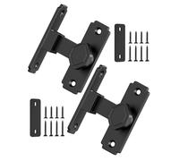Anobeyi 90 Degree Barn Door Lock, Small Sliding Barn Door Latches, Rust-Proof Sliding Gate Latch Lock for Garden, Bathroom, Cabinet, Pet Cage, Window, Shed (Black-2PCS)