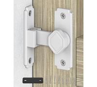 Anobeyi 90 Degree Barn Door Lock, Small Sliding Barn Door Latches, Rust-Proof Sliding Gate Latch Lock for Garden, Bathroom, Cabinet, Pet Cage, Window, Shed (White-1PC)