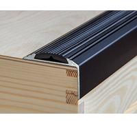 ANODISED Aluminium Anti Non Slip Stair Edge Nosing Trim 1200mm x 46mm x 30mm A38, Black